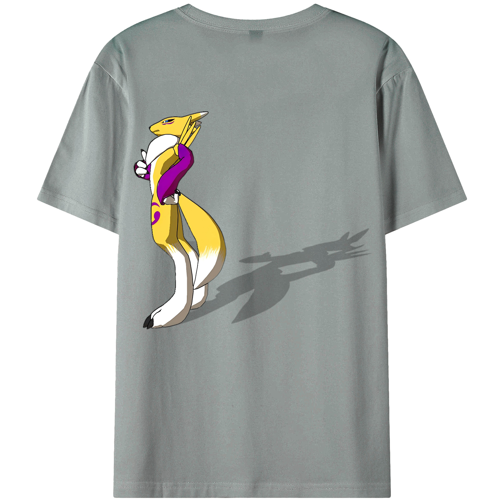 （画像用） Digimon デジタルモンスター/デジモン 綿100％ メンズ半袖Tシャツ（バックプリント） 通気性